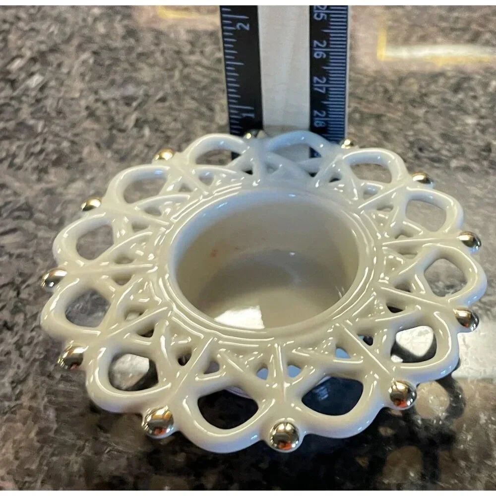 Lenox Snow Lights Shimmer Votive Candle Holder Porcelain‎ Set Of 2 Christmas